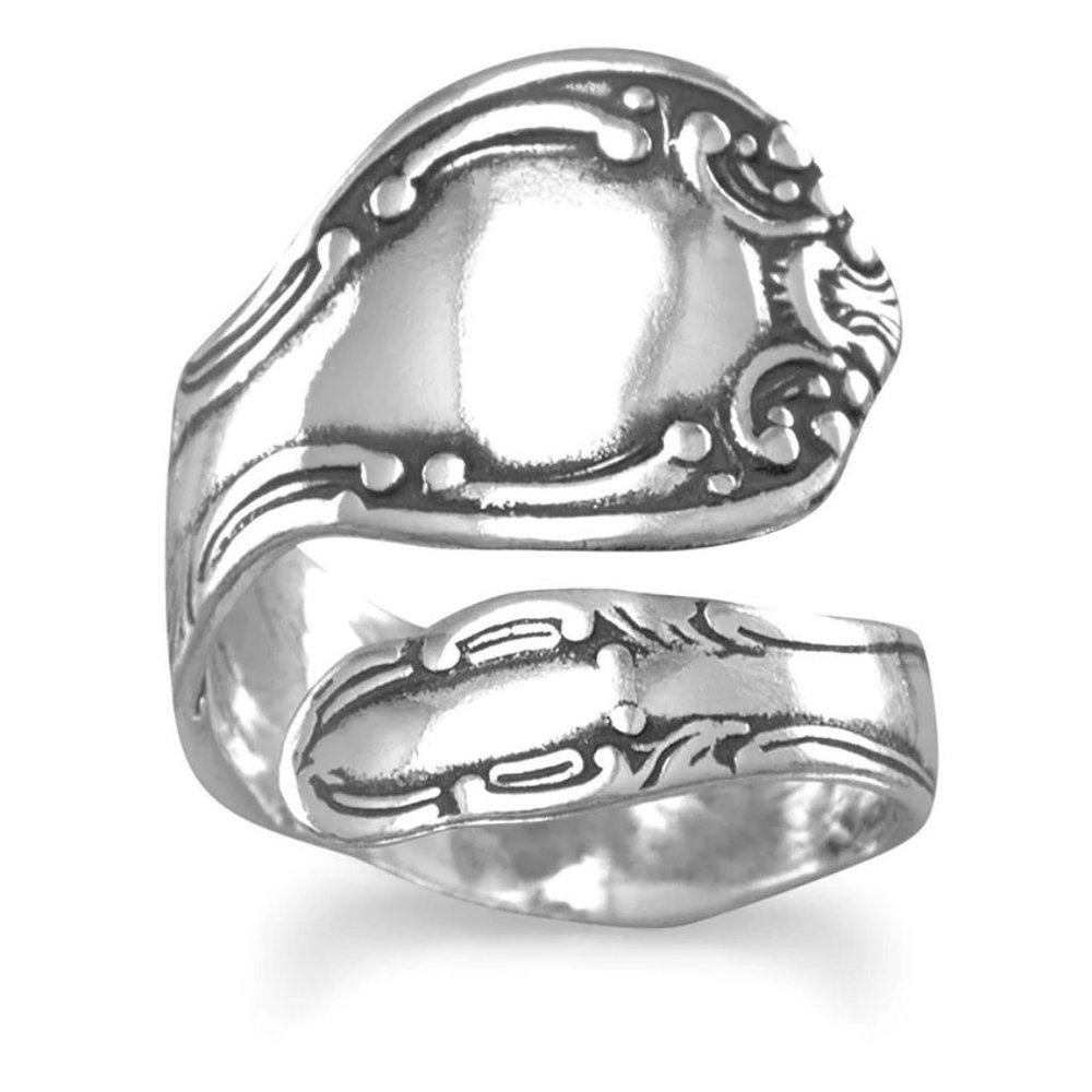 Sterling Silver Oxidized Adjustable Spoon Ring